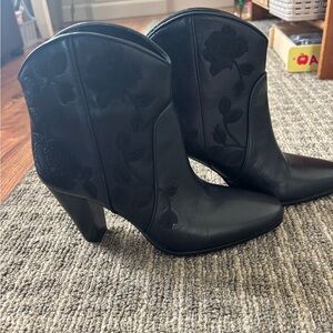 Kate Spade Black Floral Heeled Boots